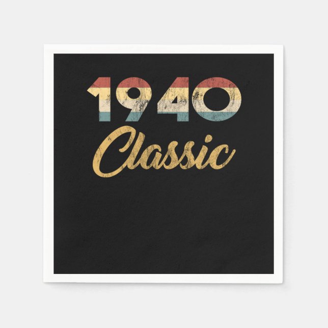 80 th Birthday Gift for Men And Women 1940 Classic Pappersservett (Framsidan)