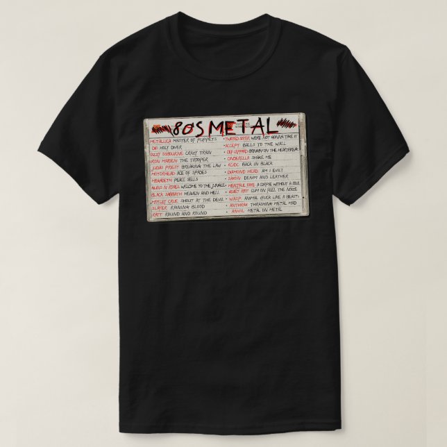 80 Tunga kassettband Metall T Shirt (Design framsida)