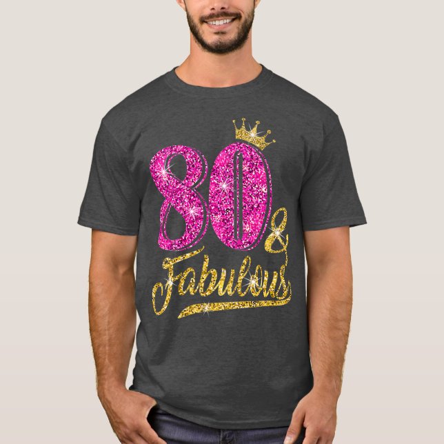 80 Uppenbara 80:e födelsedagen för Women Girl gold T Shirt (Framsida)