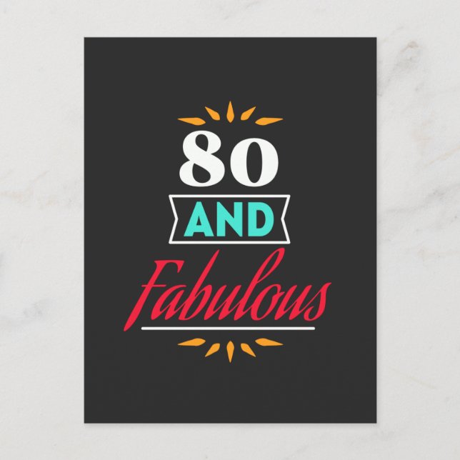 80 years old and fabulous saying vykort (Framsida)
