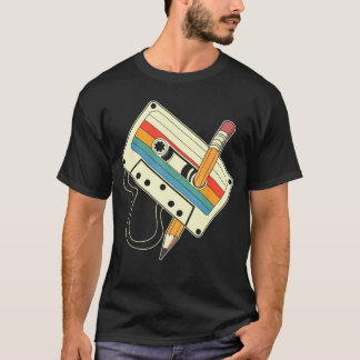 80s 90s Retro Music Mitape Cassetteape Pencil Nost T Shirt
