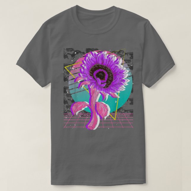 80s Art Flower Blommar Retro Vaporwave Aesthetic S T Shirt (Design framsida)