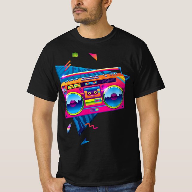 80's Boom Box T Shirt (Framsida)