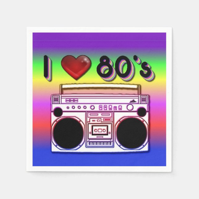 80's Boombox Party Napkins Pappersservett (Framsidan)