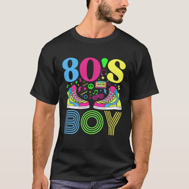 80s Boy 1980s Fashion 80 Theme Party Outfit Eighti T Shirt (Framsida)