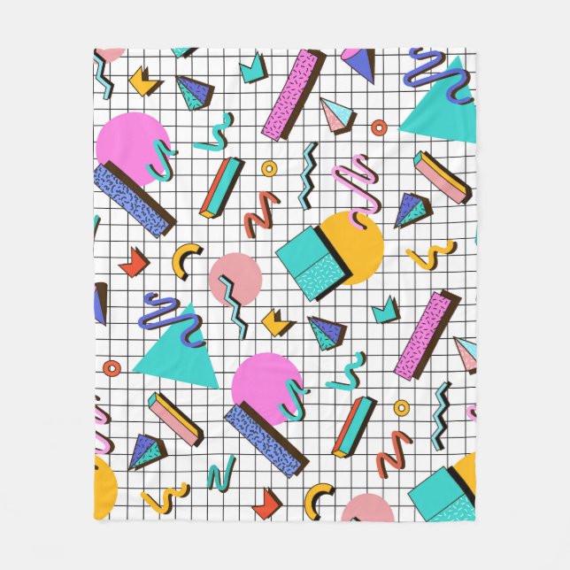 80s Bright Checkered: Vintage Geometric. Fleecefilt (Framsidan)