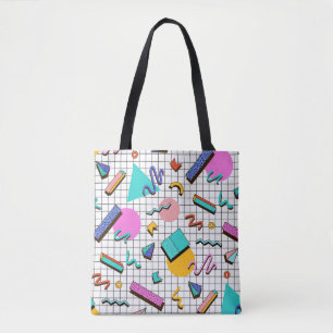 80s Bright Checkered: Vintage Geometric. Tygkasse