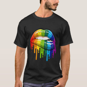 80's Colorful Läppar tryckt Läppar T Shirt