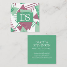 80s Färsk Abstrakt | Monogram för Rosa och Grönt