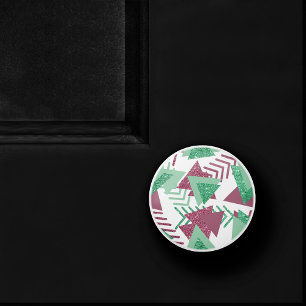 80s Färsk Abstrakt Rosa och Grönt Shapes Mönster Knopp