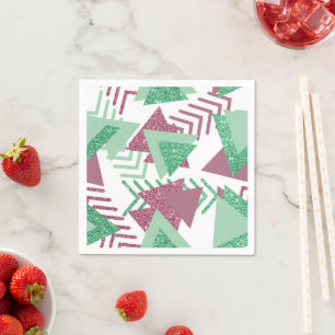 80s Färsk Abstrakt   Rosa och Grönt Shapes Mönster Pappersservett