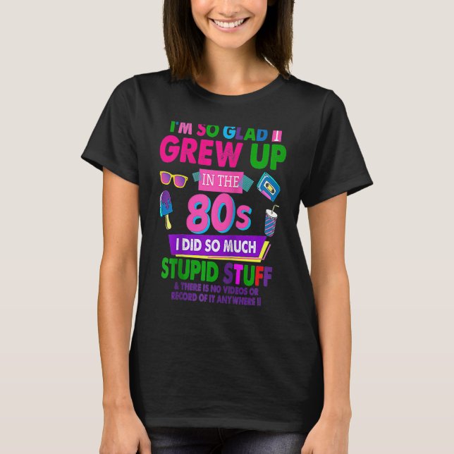 80s For Women Rave Outfit & 80s Festival Costume R T Shirt (Framsida)