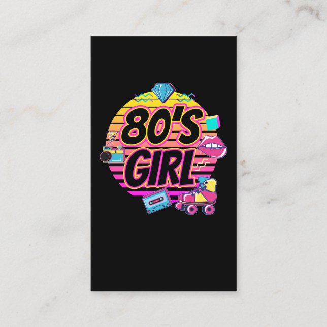 80s Girl Radio Roller Skating Disco 1980s Music Visitkort (Framsida)