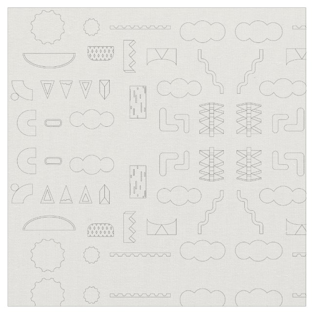 80s Graphic Geometric Mönster på White Fabric Tyg (Närbild)
