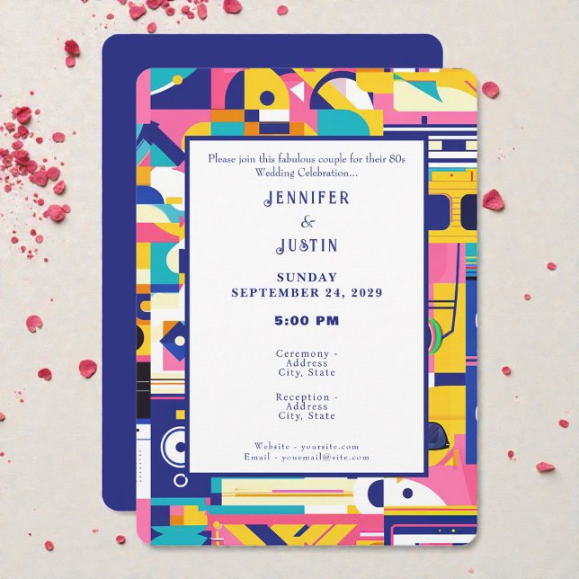 80s Graphics Retro Pattern Wedding Invitation Inbjudningar (Skapare uppladdad)