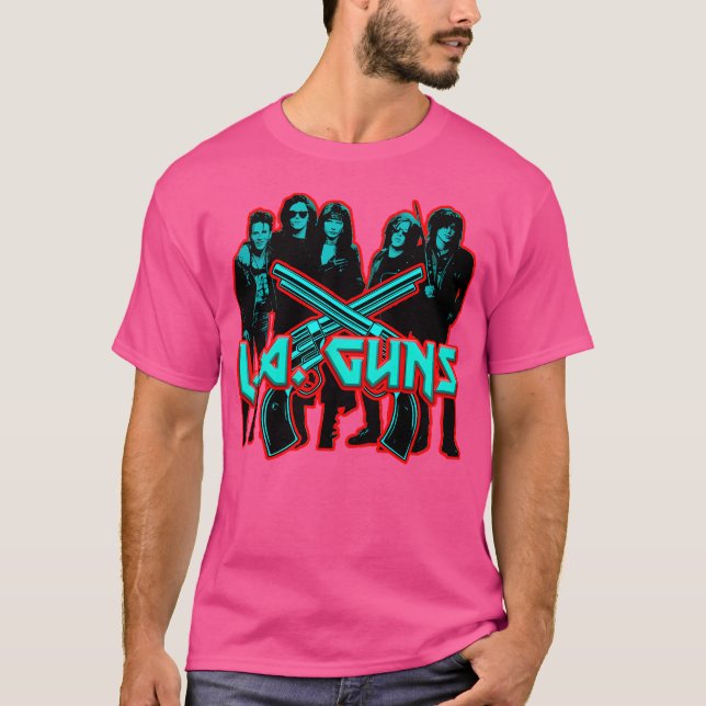 80S La Glam Metall Guns T Shirt (Framsida)