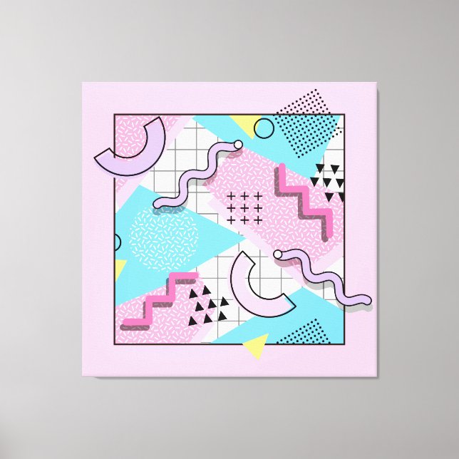 80's Memphis Active Pink Light Blue Canvastryck (Framsida)