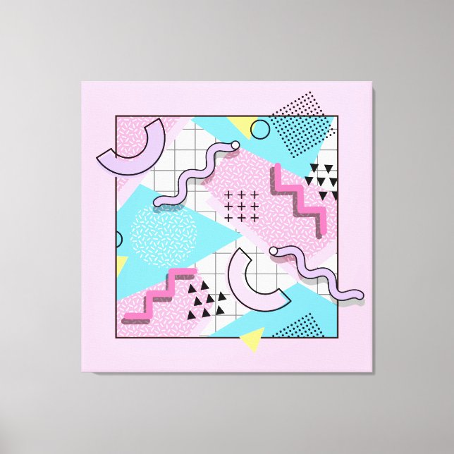 80's Memphis Active Pink Light Blue Canvastryck (Framsida)