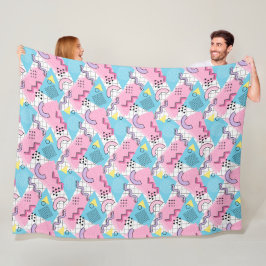 80's Memphis Active Pink Light Blue Fleecefilt