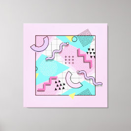 80's Memphis Active Pink Light Turquoise Canvastryck