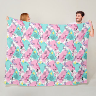 80's Memphis Active Pink Light Turquoise Fleecefilt