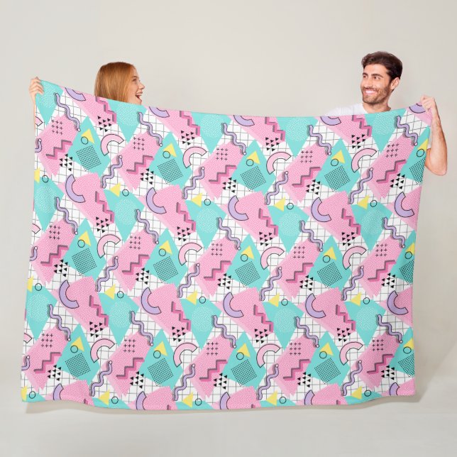 80's Memphis Active Pink Light Turquoise Fleecefilt (På plats)