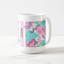 80's Memphis Active Pink Light Turquoise Kaffemugg