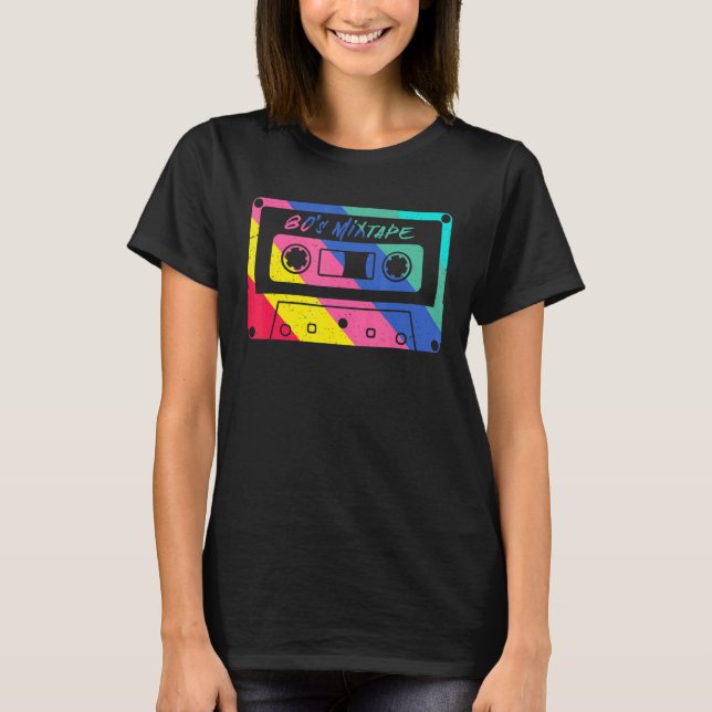 80s Mixtape Cassette Tape Music Retro T Shirt (Framsida)