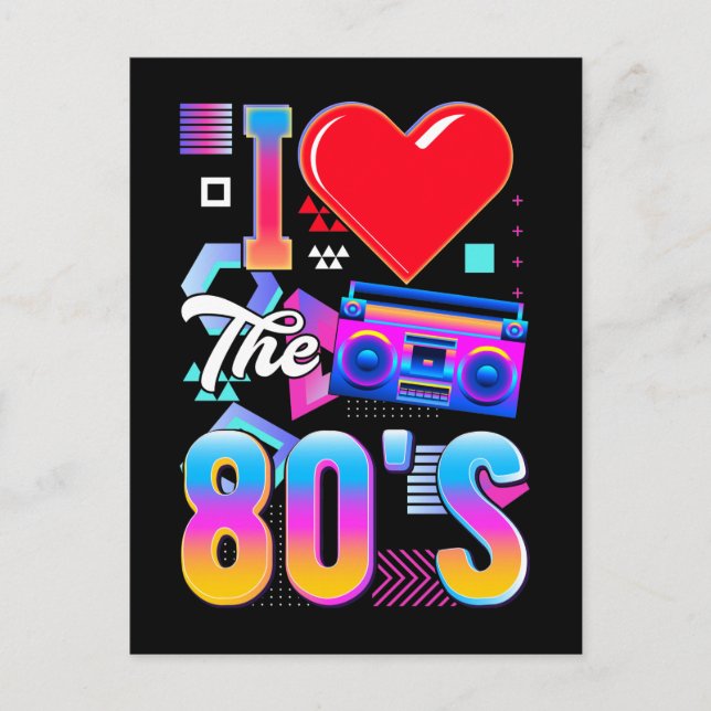 80s Music Radio Love Eighties Disco Vykort (Framsida)