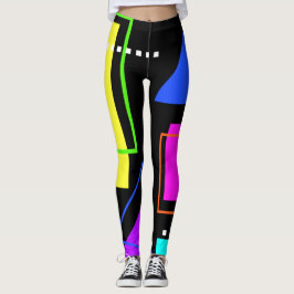 80S NEON FLUORESCENT FÄRG GEOMETRISKT TRENDIG LEGGINGS