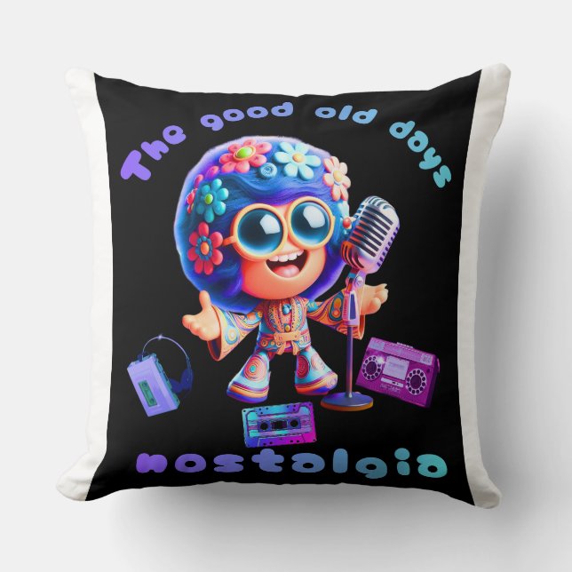 80s Nostalgia Groove 20x20 Throw Pillow. Kudde (Framsida)