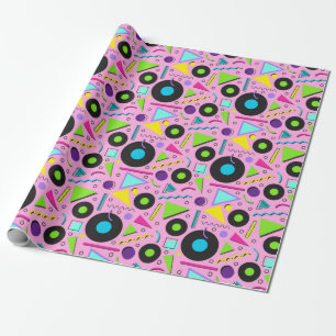 80s old school-coola med flera färg-mönster presentpapper