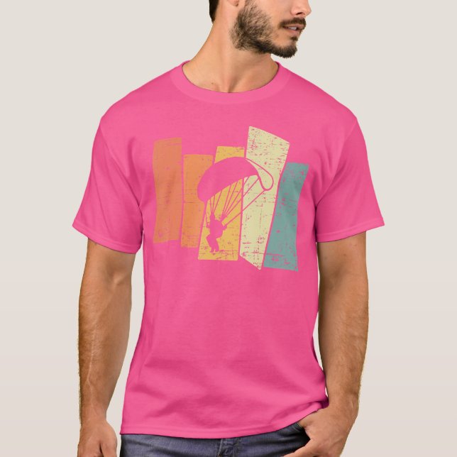 80S Paragliding Silhouette Skydiving Paraglider T Shirt (Framsida)