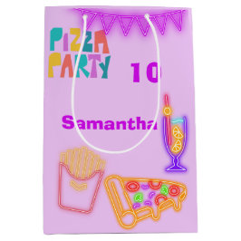 80s Pizza Party Gift Bag - Neon Arcade Theme