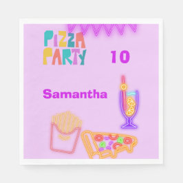 80s Pizza Party Napkins - Neon Arcade Design Pappersservett