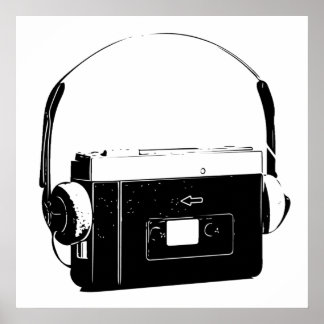 80's Portable Cassette Player, Walkman. Poster