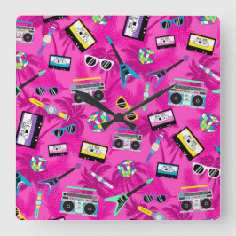 80s-reflektor fyrkantig klocka