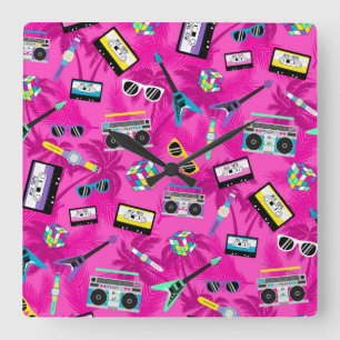 80s-reflektor fyrkantig klocka