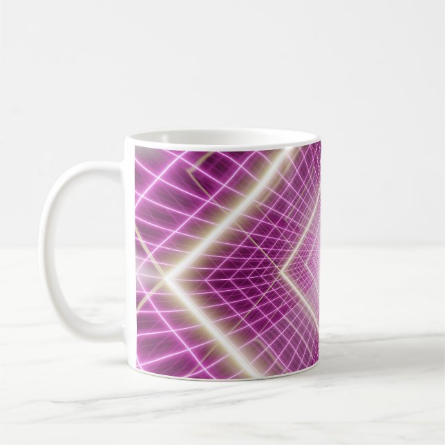 80s Retro: 3D Sci-Fi-bakgrund. Kaffemugg (Vänster)