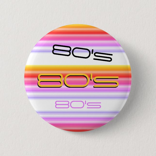 80's Retro Kärlek, 80-talets regnbåge Knapp (Framsida)