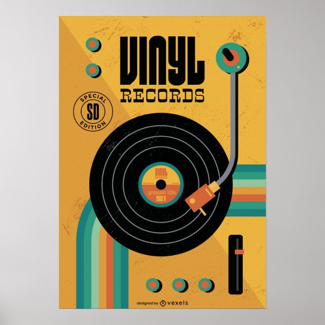 80s Retro Music Vynl-disk Poster (Framsidan)