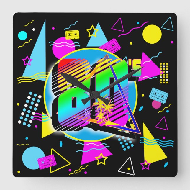 80'S RETRO VINTAGE OLD SCHOOL STIL FYRKANTIG KLOCKA (Framsida)