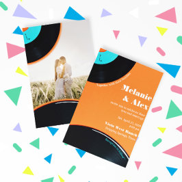 80s Retro Vinyl Record Photo Save Date Inbjudningar