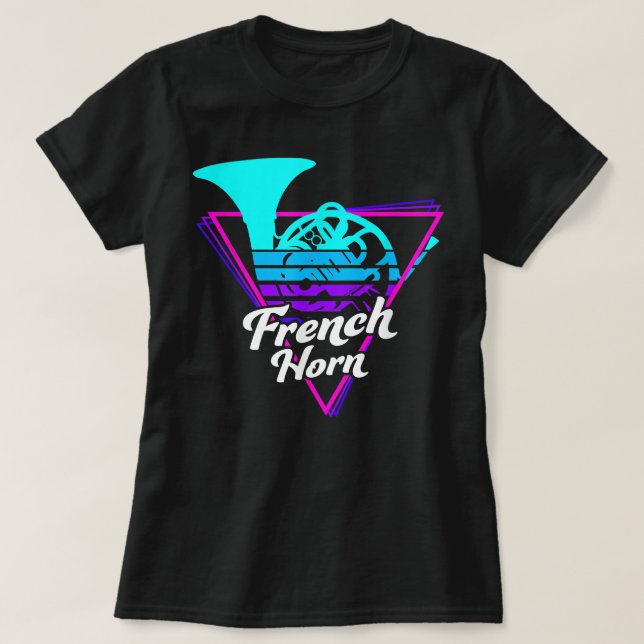 80s Retro Wave Fransk Horn3 T Shirt (Design framsida)