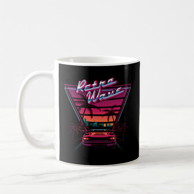 80S Retrowave Synthwave Kärlek Wave Miami Beach Kaffemugg (Vänster)