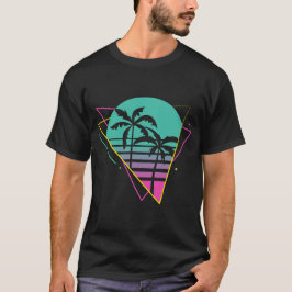 80s Sunset Vibe - Retro Tropics Palm Tee