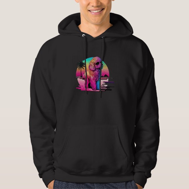 80s Synthwave and Poodle Aesthetic Hoodie (Framsida)