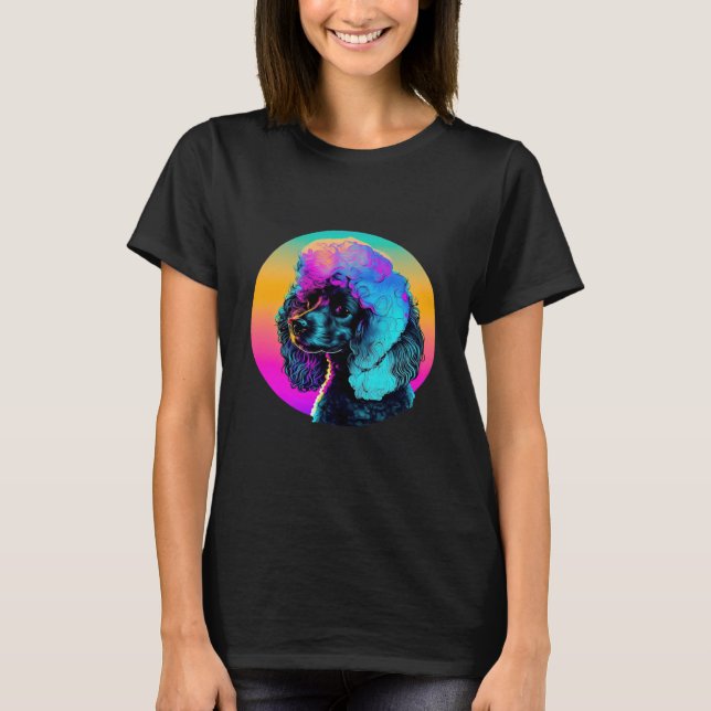 80s Synthwave and Poodle Aesthetic T Shirt (Framsida)