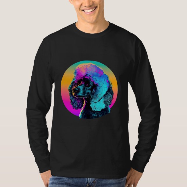 80s Synthwave and Poodle Aesthetic T Shirt (Framsida)