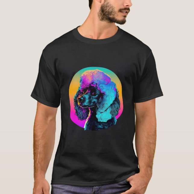 80s Synthwave and Poodle Aesthetic T Shirt (Framsida)